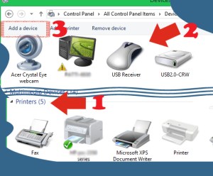 Devices and Printers with arrows.