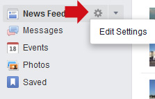 Newsfeed Settings Gear