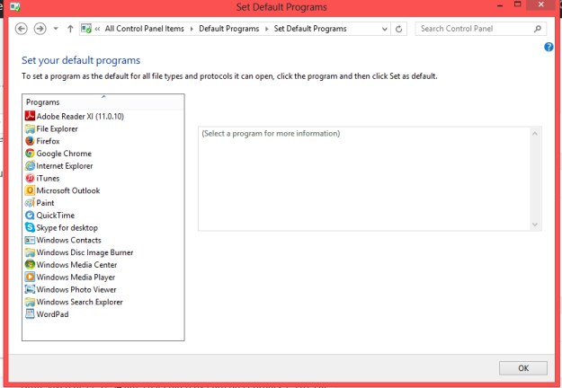 Set your default Programs screen