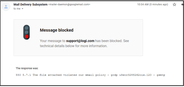 Error sending photos to Logitech